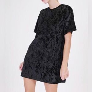 Double Zero Black Velvet T-Shirt Dress